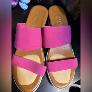 Italian Shoemakers Hot Pink Dual-Band Slide Sandals